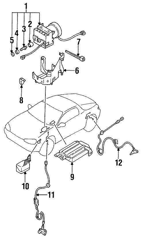 Diagram ELECTRICAL. ABS COMPONENTS. for your Mazda MX-3  