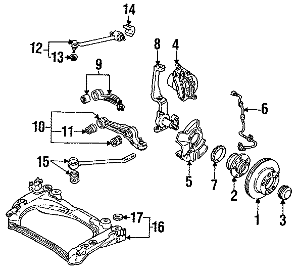 Diagram FRONT SUSPENSION. BRAKE COMPONENTS. SUSPENSION COMPONENTS. for your 2024 Mazda CX-5  2.5 Turbo Sport Utility 