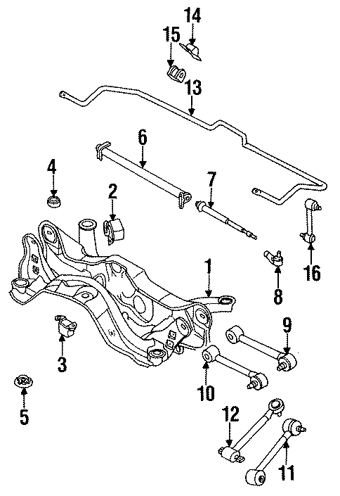 Diagram REAR SUSPENSION. SUSPENSION COMPONENTS. for your Mazda 929  