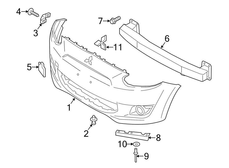 11Front bumper & grille. Bumper & components.https://images.simplepart.com/images/parts/motor/fullsize/6214010.png