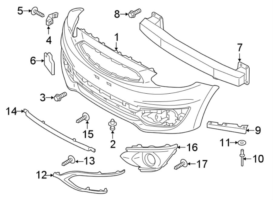 11FRONT BUMPER & GRILLE. BUMPER & COMPONENTS.https://images.simplepart.com/images/parts/motor/fullsize/6216005.png