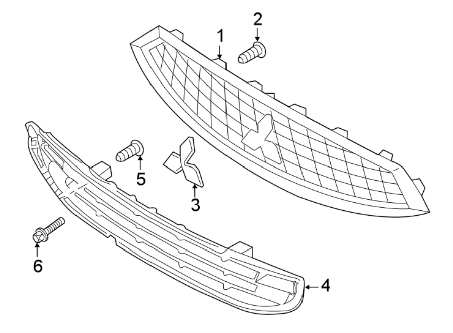 FRONT BUMPER & GRILLE. GRILLE & COMPONENTS.