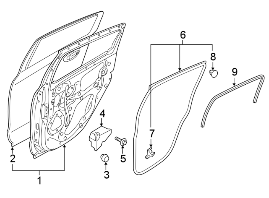 REAR DOOR. DOOR & COMPONENTS.