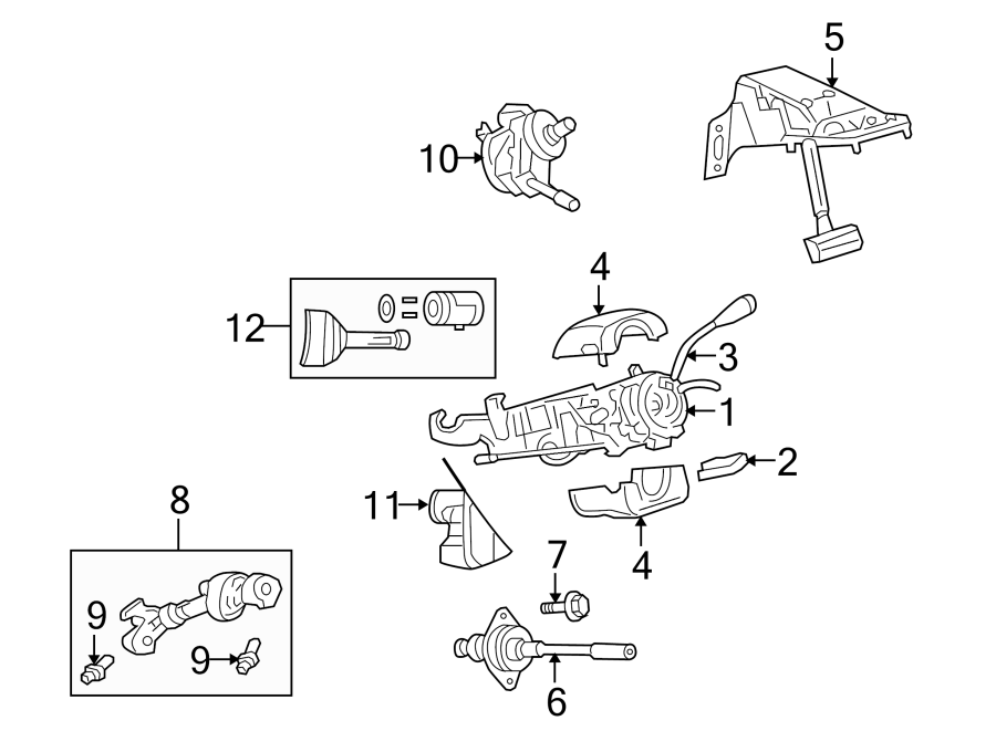 12STEERING COLUMN ASSEMBLY.https://images.simplepart.com/images/parts/motor/fullsize/6217210.png