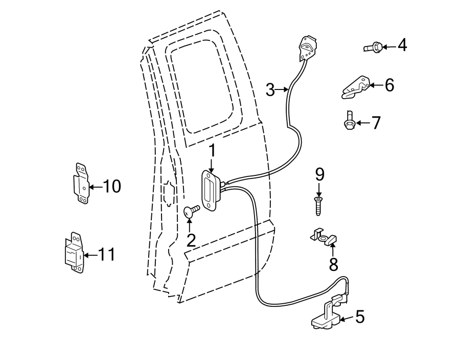 11REAR DOOR. LOCK & HARDWARE.https://images.simplepart.com/images/parts/motor/fullsize/6217450.png