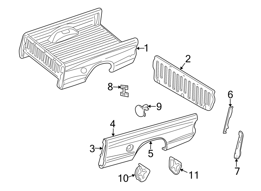 11PICK UP BOX. FRONT & SIDE PANELS.https://images.simplepart.com/images/parts/motor/fullsize/6217515.png