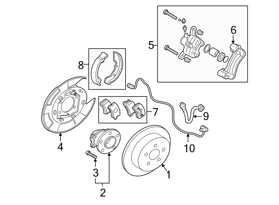 9Rear suspension. Brake components.https://images.simplepart.com/images/parts/motor/fullsize/6228525.png