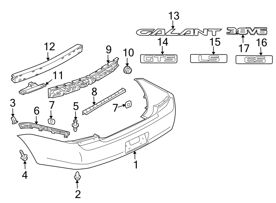 REAR BUMPER. BUMPER & COMPONENTS.