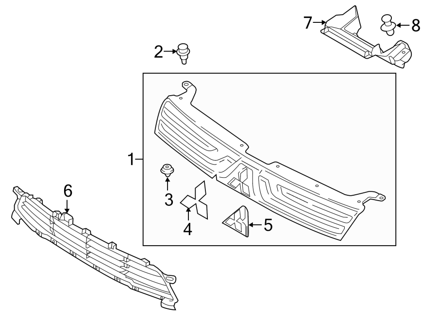 4FRONT BUMPER & GRILLE. GRILLE & COMPONENTS.https://images.simplepart.com/images/parts/motor/fullsize/6253012.png