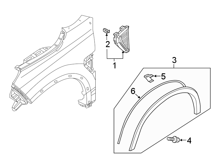 1Fender. Exterior trim.https://images.simplepart.com/images/parts/motor/fullsize/6255117.png