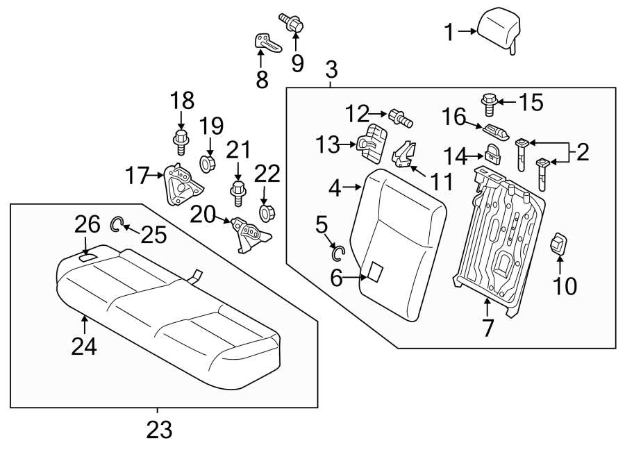 SEATS & TRACKS. REAR SEAT COMPONENTS.