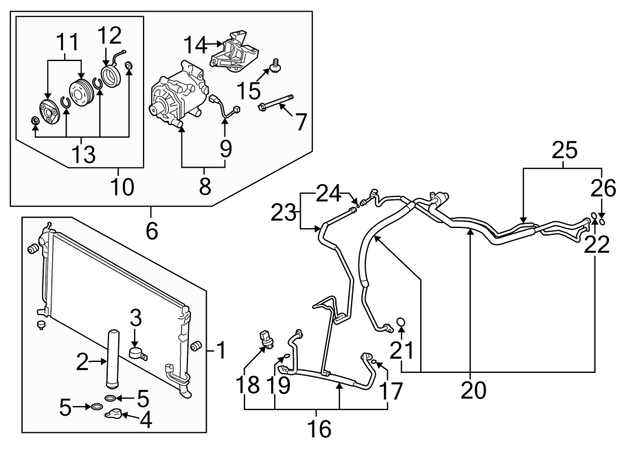 21AIR CONDITIONER & HEATER. COMPRESSOR & LINES. CONDENSER.https://images.simplepart.com/images/parts/motor/fullsize/6266075.png