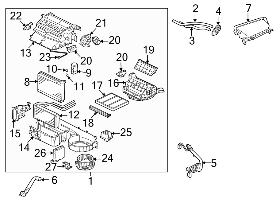 11AIR CONDITIONER & HEATER. EVAPORATOR & HEATER COMPONENTS.https://images.simplepart.com/images/parts/motor/fullsize/6266080.png