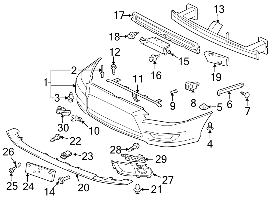 14Front bumper & grille. Bumper & components.https://images.simplepart.com/images/parts/motor/fullsize/6267005.png