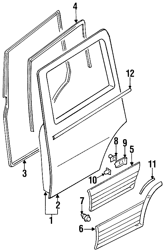 2REAR DOOR. DOOR ASSEMBLY. EXTERIOR TRIM.https://images.simplepart.com/images/parts/motor/fullsize/6280410.png