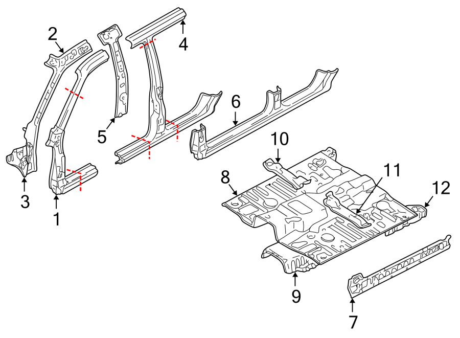 1PILLARS. ROCKER & FLOOR. CENTER PILLAR & ROCKER. FLOOR & RAILS. HINGE PILLAR.https://images.simplepart.com/images/parts/motor/fullsize/6285345.png