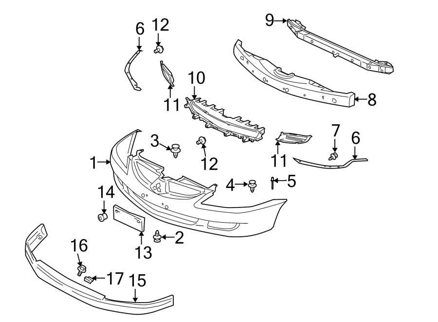 16FRONT BUMPER. BUMPER & COMPONENTS.https://images.simplepart.com/images/parts/motor/fullsize/6291012.png