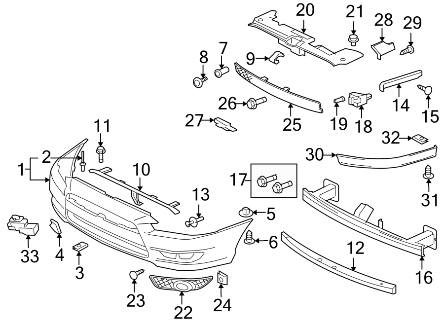 29FRONT BUMPER & GRILLE. BUMPER & COMPONENTS.https://images.simplepart.com/images/parts/motor/fullsize/6292015.png