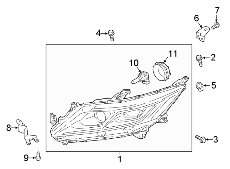 11FRONT LAMPS. HEADLAMP COMPONENTS.https://images.simplepart.com/images/parts/motor/fullsize/6300015.png