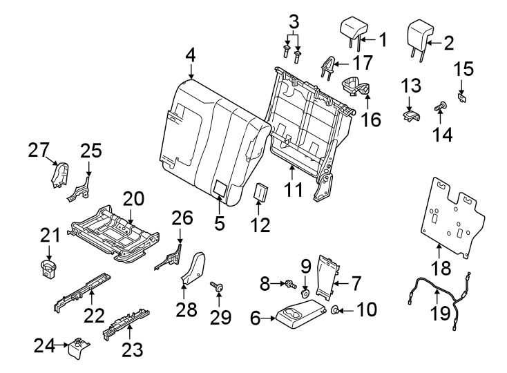 29Seats & tracks. Rear seat components.https://images.simplepart.com/images/parts/motor/fullsize/6300421.png