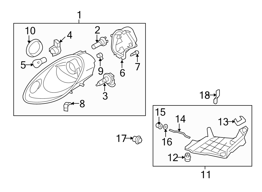 Diagram FRONT LAMPS. HEADLAMP COMPONENTS. for your 2018 Porsche Cayenne  Base Sport Utility 