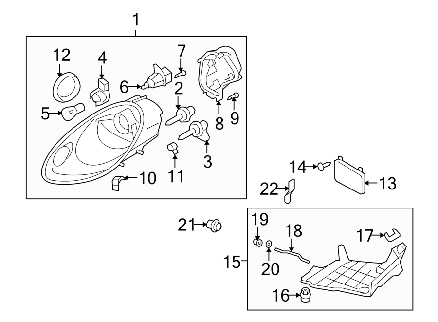 Diagram FRONT LAMPS. HEADLAMP COMPONENTS. for your 2018 Porsche Cayenne  Base Sport Utility 