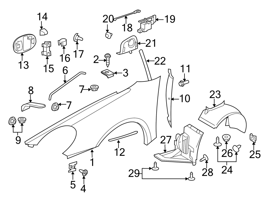 Diagram FENDER & COMPONENTS. for your 2003 Porsche Cayenne   