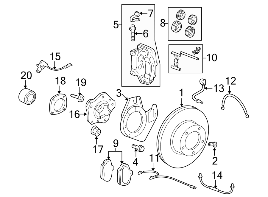 Diagram FRONT SUSPENSION. BRAKE COMPONENTS. for your 2021 Porsche Cayenne   