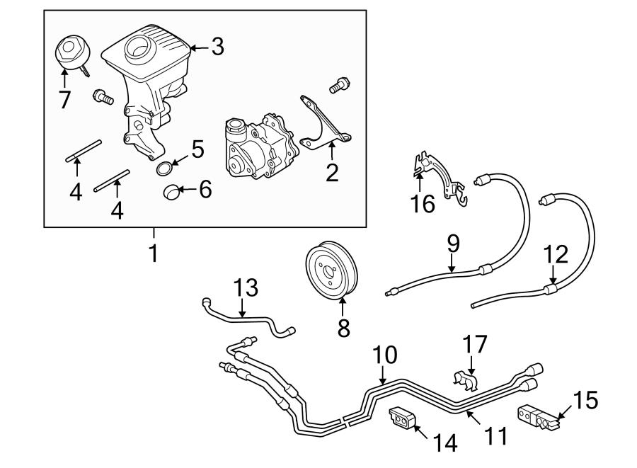 Diagram STEERING GEAR & LINKAGE. PUMP & HOSES. for your 2014 Porsche Cayenne   