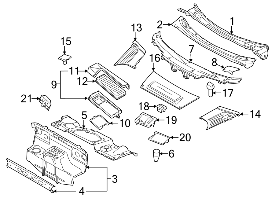 Diagram COWL. for your 2011 Porsche Cayenne  S Sport Utility 