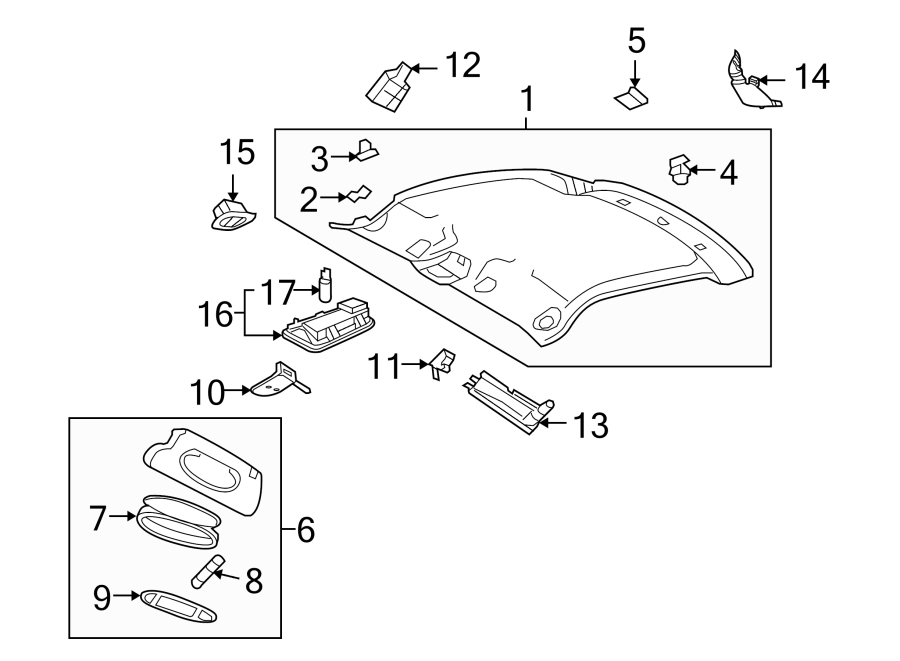 Diagram ROOF. INTERIOR TRIM. for your 2013 Porsche Cayenne  Base Sport Utility 