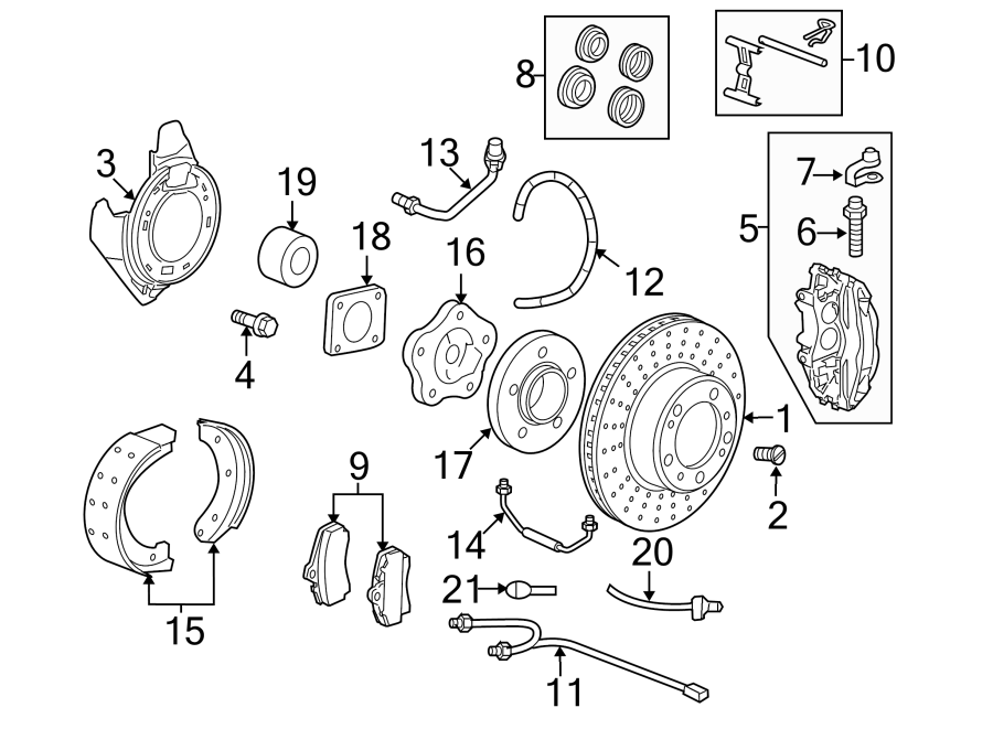 Diagram REAR SUSPENSION. BRAKE COMPONENTS. for your 2012 Porsche Cayenne  Base Sport Utility 