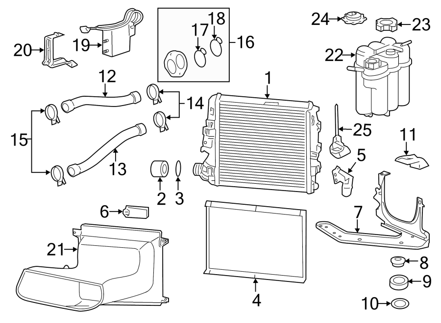 Diagram RADIATOR & COMPONENTS. for your 2023 Porsche Cayenne  Coupe Sport Utility 