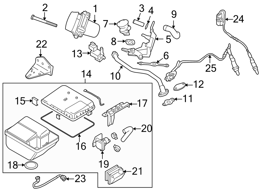 Diagram EMISSION SYSTEM. EMISSION COMPONENTS. for your 2008 Porsche Cayenne 4.8L V8 A/T GTS Sport Utility 