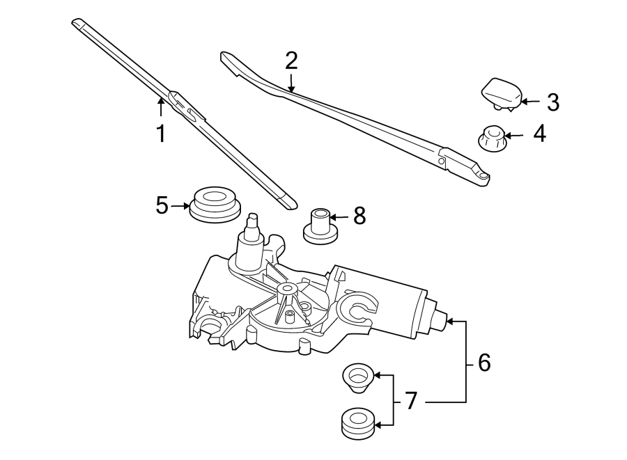 Diagram LIFT GATE. REAR WIPER COMPONENTS. for your Porsche