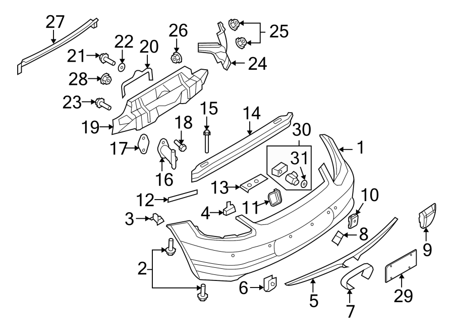 Rear bumper. Bumper & components.