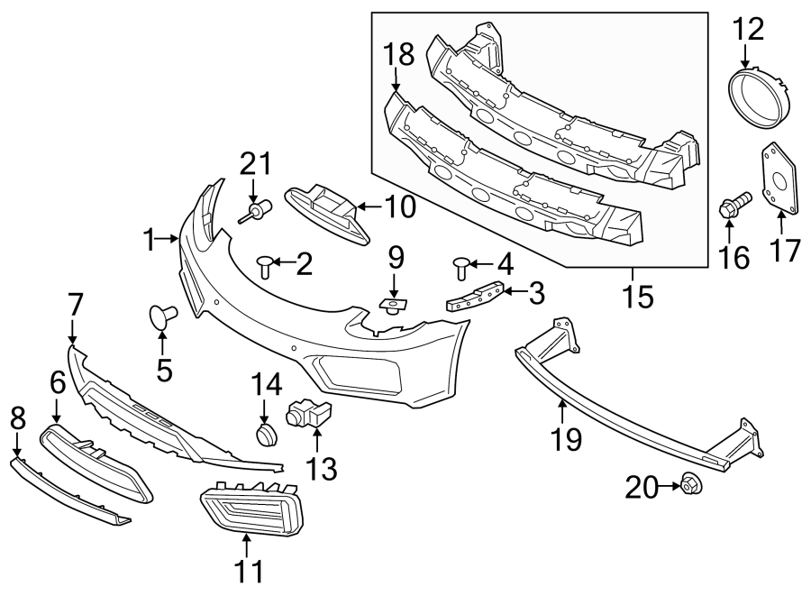 Diagram FRONT BUMPER. BUMPER & COMPONENTS. for your 2010 Porsche Cayenne  Turbo S Sport Utility 