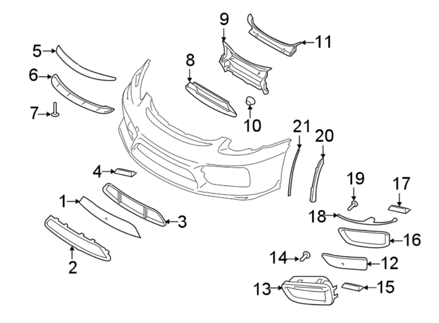 Diagram Front bumper. Bumper & components. for your 2014 Porsche Cayenne   