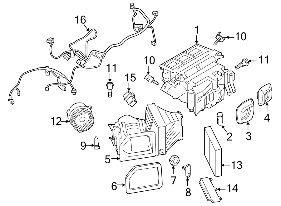 Diagram AIR CONDITIONER & HEATER. EVAPORATOR & HEATER COMPONENTS. for your 2005 Porsche Cayenne   