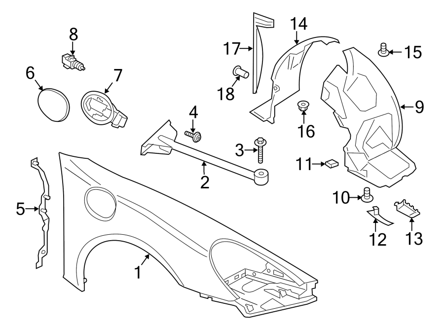 Diagram FENDER & COMPONENTS. for your 2005 Porsche Cayenne   