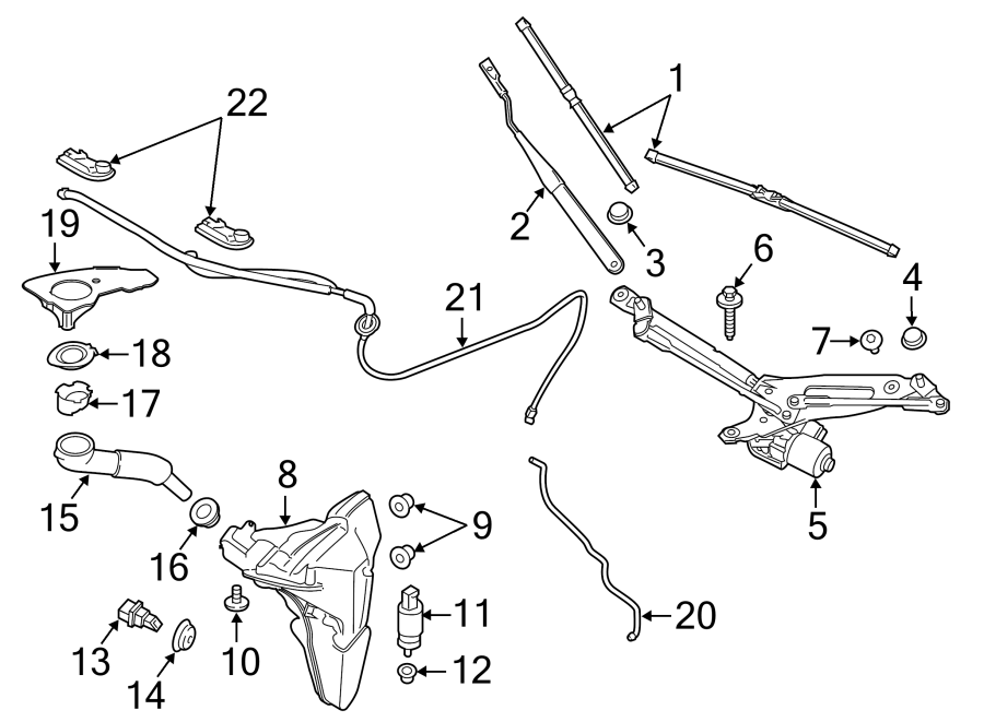 Diagram WINDSHIELD. WIPER & WASHER COMPONENTS. for your 2017 Porsche Cayenne   