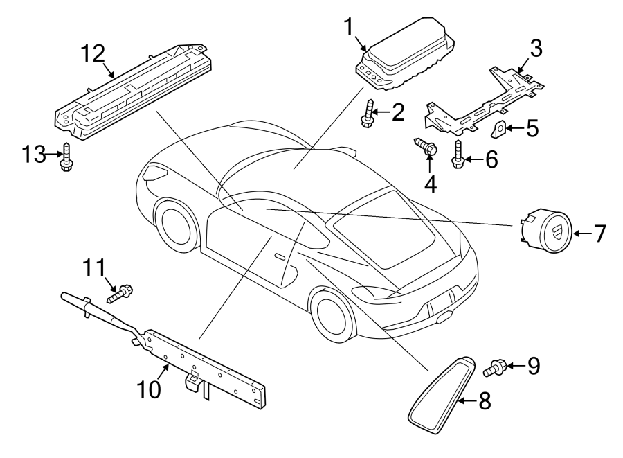 Diagram RESTRAINT SYSTEMS. AIR BAG COMPONENTS. for your 2014 Porsche Cayenne  Diesel Sport Utility 