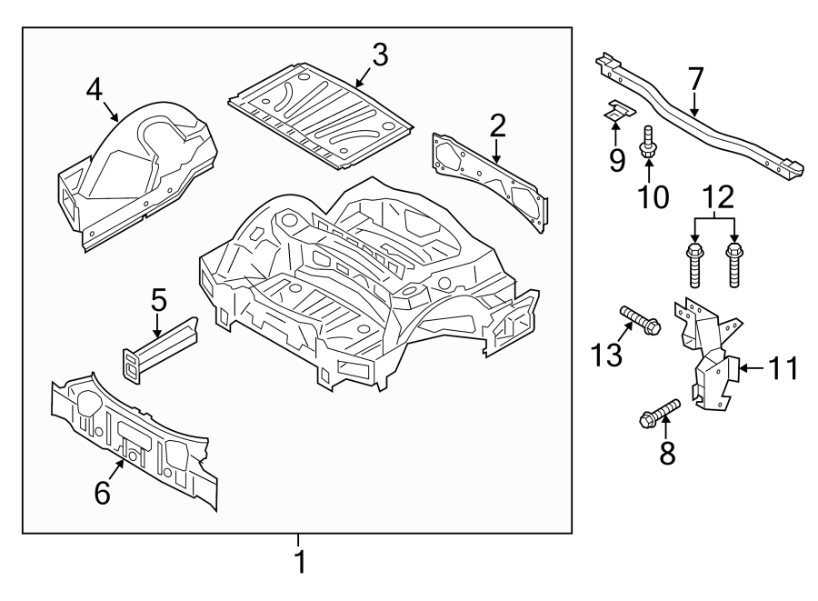 Diagram REAR BODY & FLOOR. INNER STRUCTURE. for your 2015 Porsche Cayenne  GTS Sport Utility 