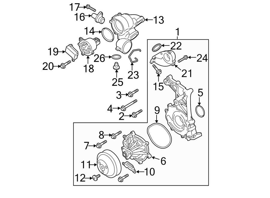 Diagram WATER PUMP & THERMOSTAT. for your Porsche Cayenne  