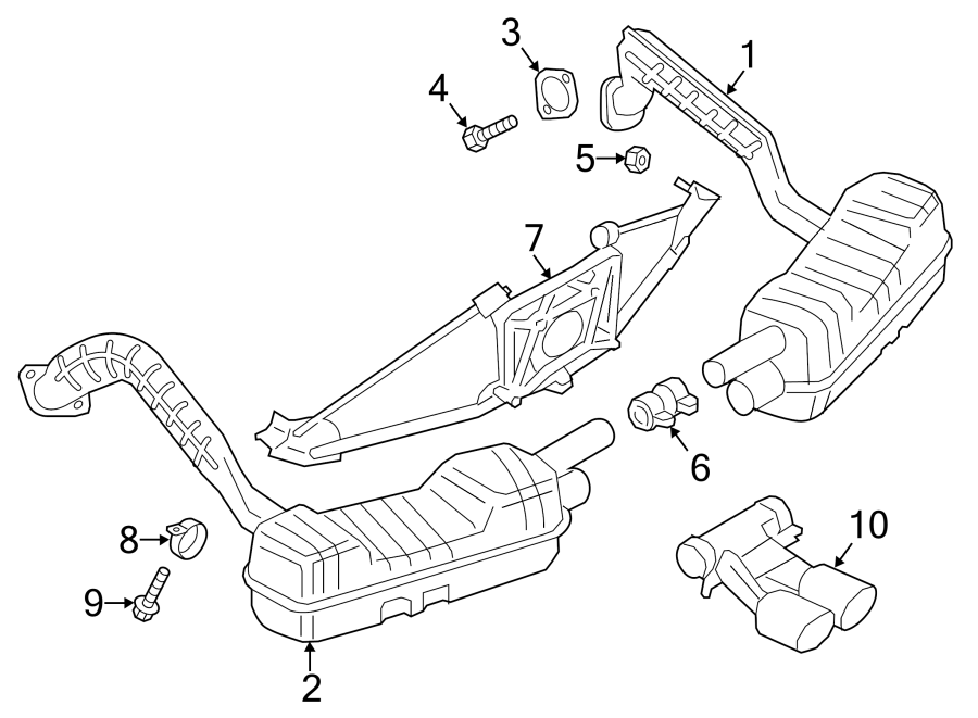 Diagram EXHAUST SYSTEM. EXHAUST COMPONENTS. for your 2010 Porsche Cayenne  GTS Sport Utility 