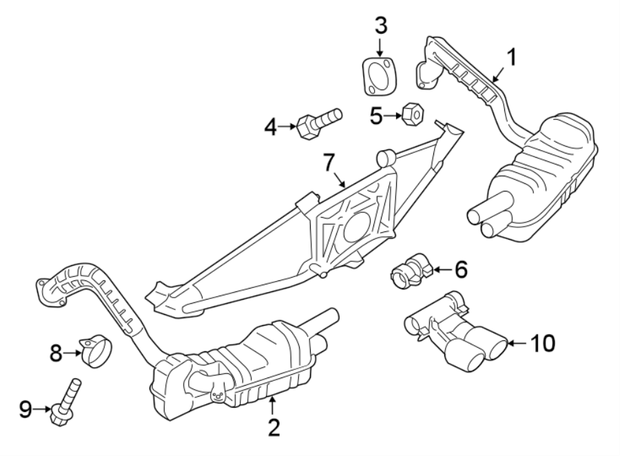 Diagram Exhaust system. Exhaust components. for your 2010 Porsche Cayenne  Turbo Sport Utility 