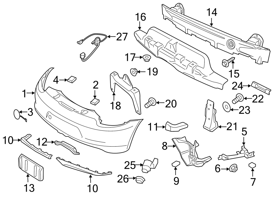 Rear bumper. Bumper & components.