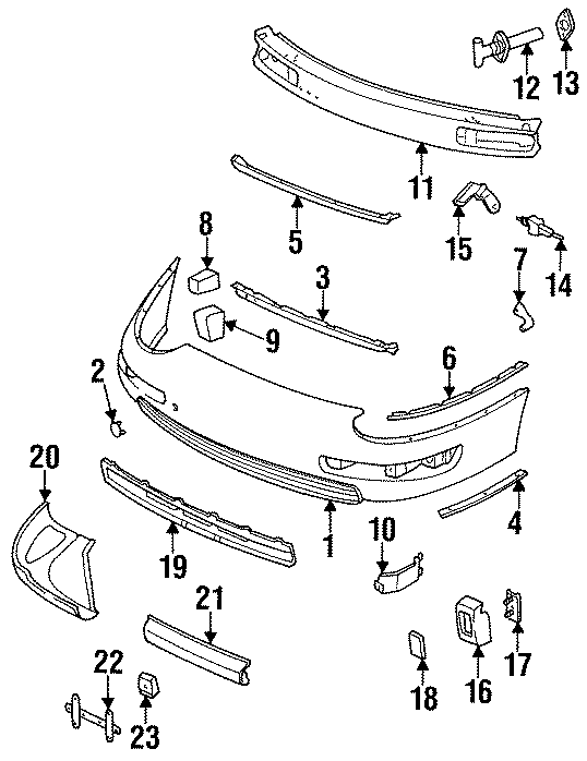 Diagram FRONT BUMPER. BUMPER & COMPONENTS. for your 2005 Porsche Cayenne   