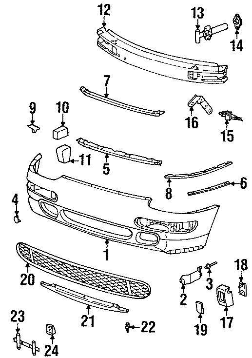 Diagram FRONT BUMPER. BUMPER & COMPONENTS. for your 2015 Porsche Cayenne  Diesel Sport Utility 