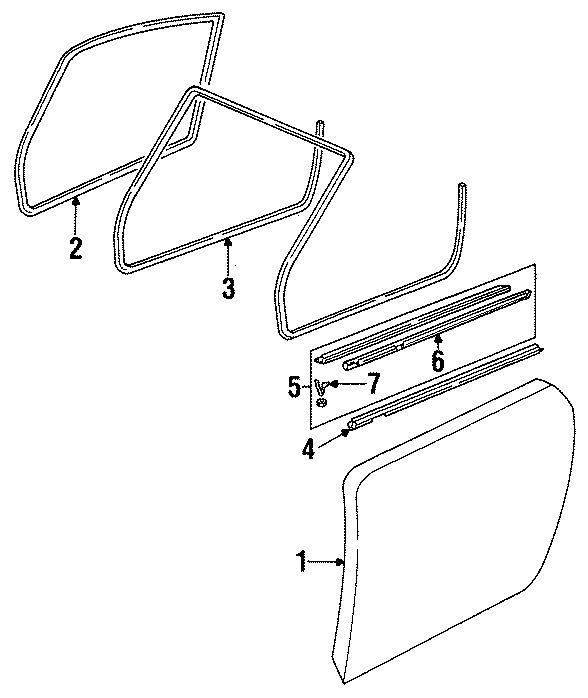 Diagram DOOR & COMPONENTS. for your Porsche 924 2.5L A/T 